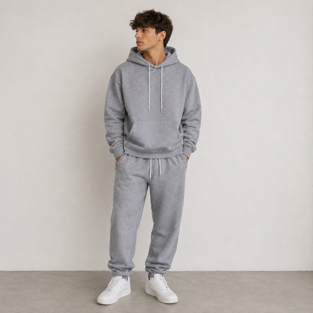Men's Gray Hoodie Sweatshirt Jogger Pants‎ Tracksuit Set Size M